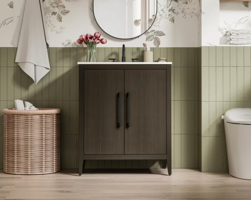 EMERSON - 30" Floor Standing Bathroom Vanity, Marble Countertop ( 3 colors available)