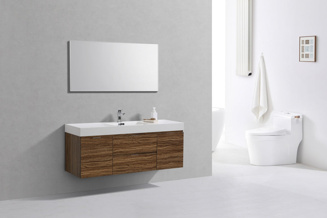 BSL60" High Gloss Chestnut, Single Sink, Wall Mount Bathroom Vanity