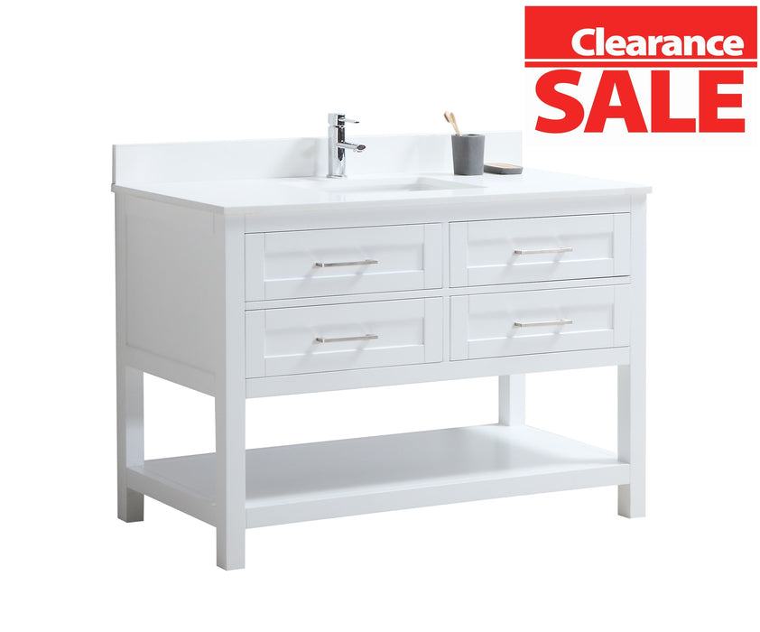 CCS301 - 48" White, Floor Standing Bathroom Vanity, White Quartz Countertop, Brushed Nickel Hardware***PICK UP ONLY *** - Construction Commodities Supply Inc.