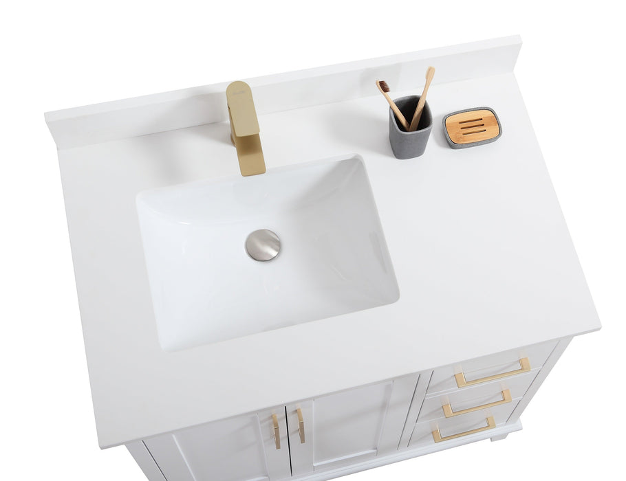CCS501 - 42" White, Floor Standing Modern Bathroom Vanity, White Quartz Countertop"" SAVE THE TAX TODAY ""