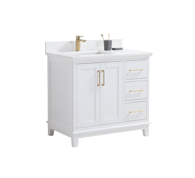 CCS501 - 42" White, Floor Standing Modern Bathroom Vanity, White Quartz Countertop"" SAVE THE TAX TODAY ""