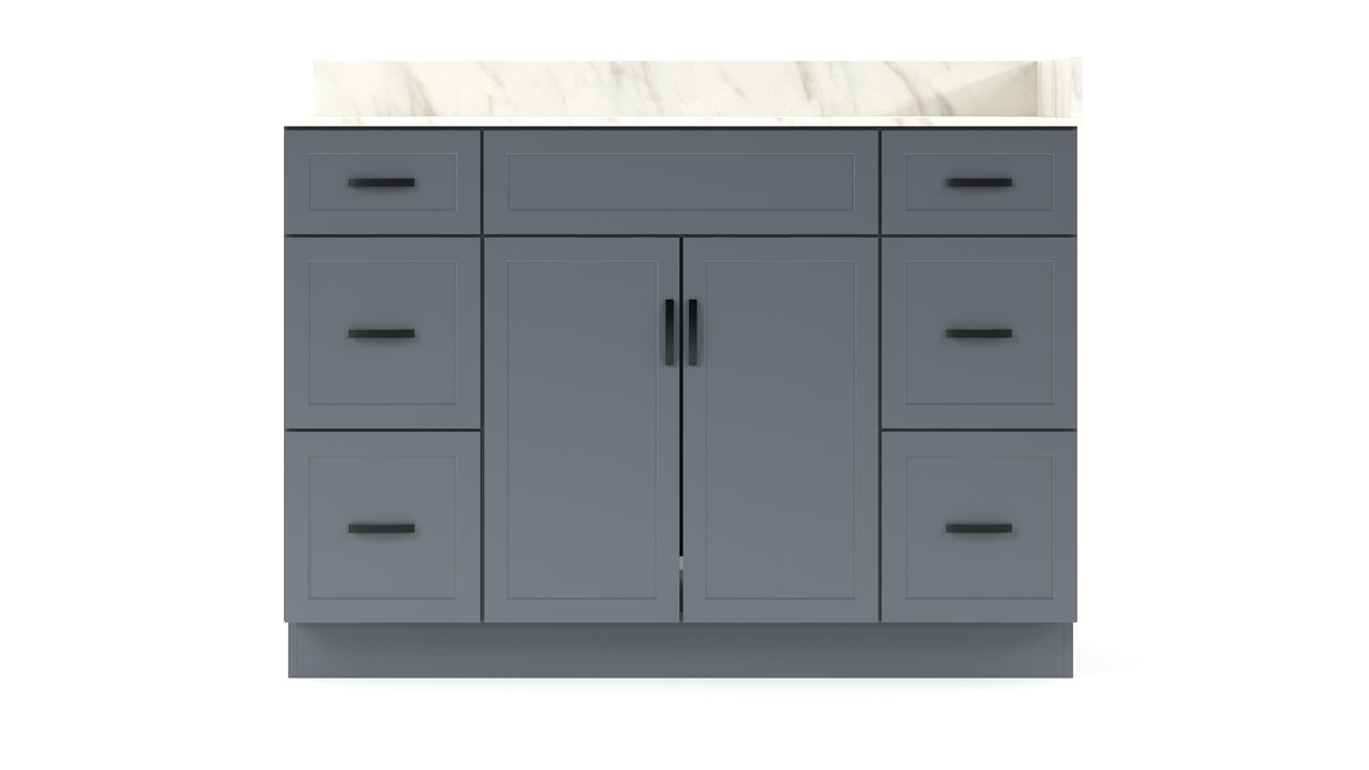 CRUSH - 60" Single Sink,  Narrow Shaker Bathroom Vanity (3 colors) With Quartz Countertop