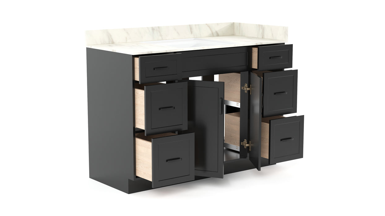 CRUSH - 60" Single Sink,  Narrow Shaker Bathroom Vanity (3 colors) With Quartz Countertop