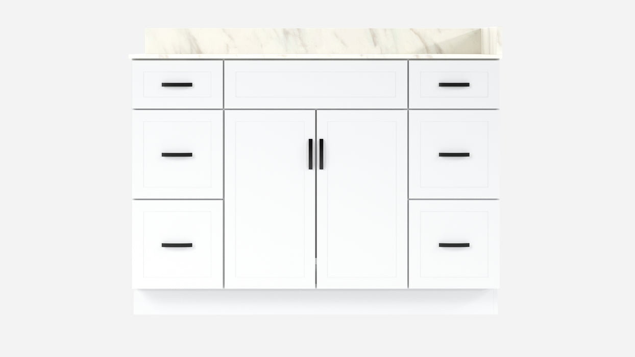 CRUSH - 60" Single Sink,  Narrow Shaker Bathroom Vanity (3 colors) With Quartz Countertop