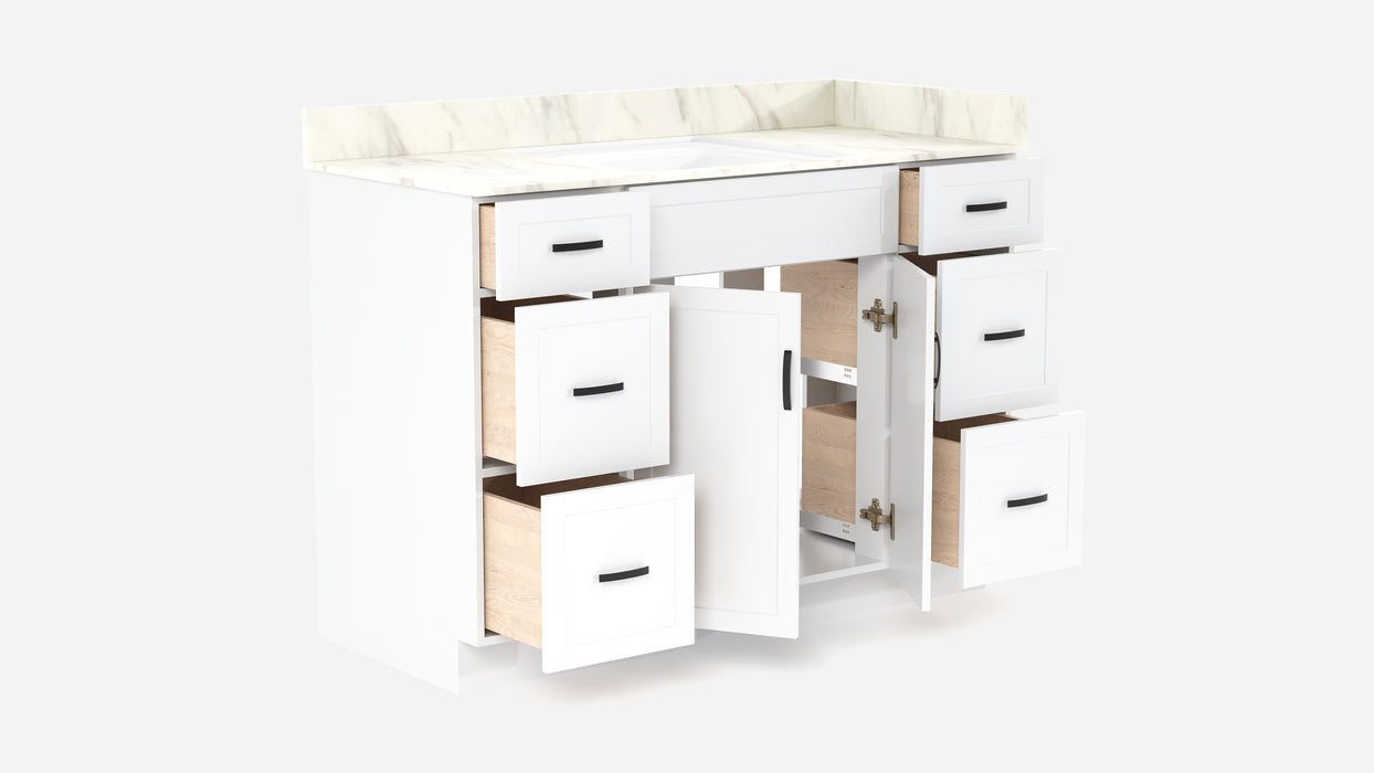 CRUSH - 60" Single Sink,  Narrow Shaker Bathroom Vanity (3 colors) With Quartz Countertop