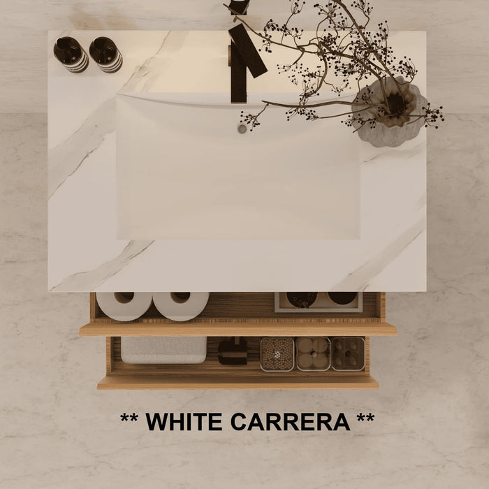 AQUA-40" LIGHT GREY OAK Wall Mount Vanity with Sintered Stone Top - Construction Commodities Supply Inc.