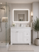 CLASSIC- 36" Solid wood Bathroom Vanity (6 COLORS AVAILABLE) With Quartz Countertop /  Right Side Drawers - Construction Commodities Supply Inc.