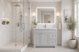 CLASSIC- 36" Solid wood Bathroom Vanity (6 COLORS AVAILABLE) With Quartz Countertop /  Right Side Drawers - Construction Commodities Supply Inc.