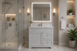 CLASSIC- 30" Solid wood Bathroom Vanity (6 COLORS AVAILABLE) With Quartz Countertop / Right Side Drawers - Construction Commodities Supply Inc.