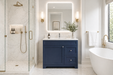 CLASSIC- 30" Solid wood Bathroom Vanity (6 COLORS AVAILABLE) With Quartz Countertop / Right Side Drawers - Construction Commodities Supply Inc.