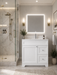 CLASSIC- 30" Solid wood Bathroom Vanity (6 COLORS AVAILABLE) With Quartz Countertop / Right Side Drawers - Construction Commodities Supply Inc.