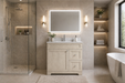 CLASSIC- 30" Solid wood Bathroom Vanity (6 COLORS AVAILABLE) With Quartz Countertop / Right Side Drawers - Construction Commodities Supply Inc.
