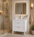 Aster - 30" White , Solid Wood Floor Standing Modern Bathroom Vanity with Quartz Top - Construction Commodities Supply Inc.