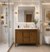 SIERRA - 42" Antique Walnut , Solid Wood Floor Standing Modern Bathroom Vanity,White Quartz Countertop - Construction Commodities Supply Inc.