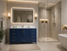 ROSE - 54" Navy Blue, Solid Wood Floor Standing Bathroom Vanity , Quartz Countertop - Construction Commodities Supply Inc.