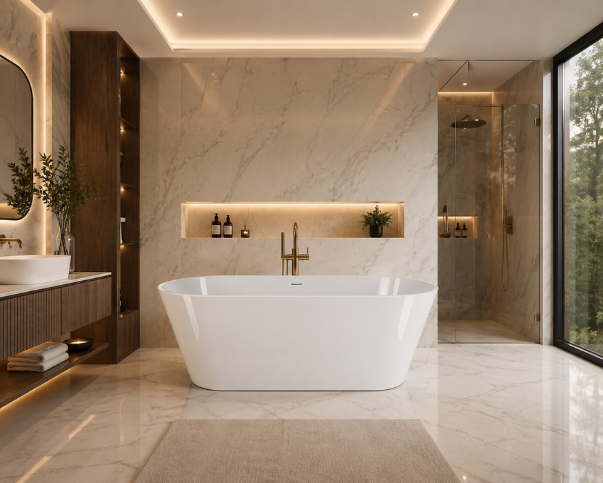 RUBI - SERENO 59" / 67" Composite Acrylic Free Standing Bathtub