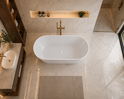 RUBI - PAUSA 59" / 67" Composite Acrylic Free Standing Bathtub - Construction Commodities Supply Inc.