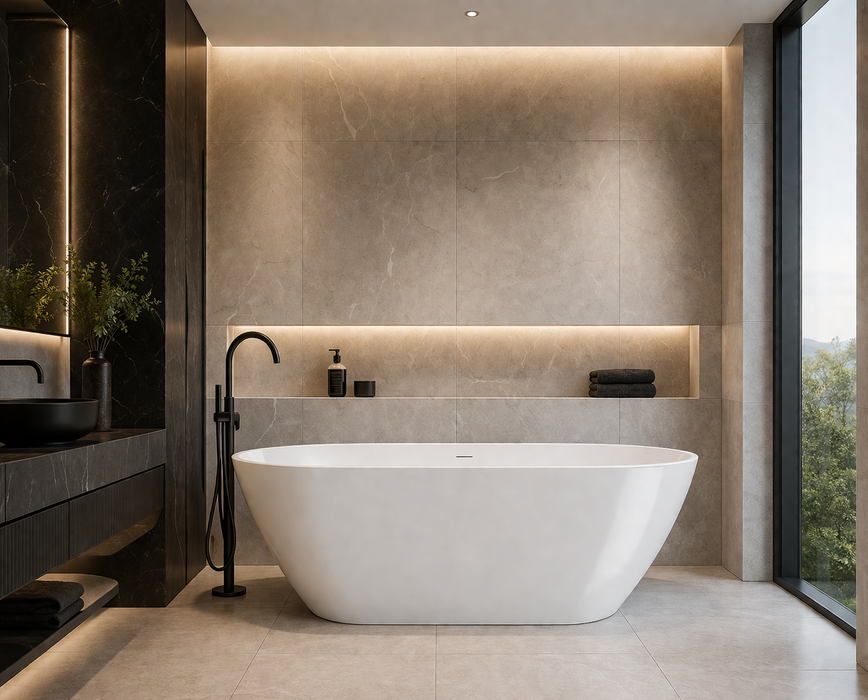 RUBI - PAUSA 59" / 67" Composite Acrylic Free Standing Bathtub