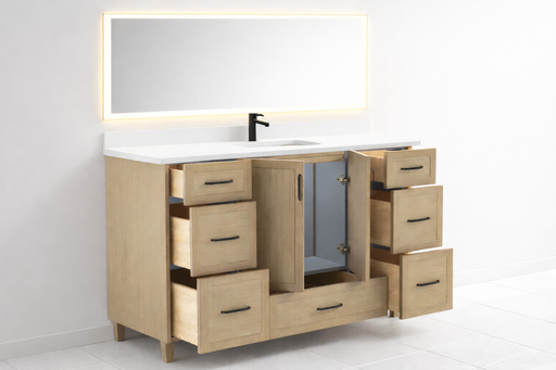 Classic- 60" Single Sink Canadian Made Bathroom Vanity With Quartz Countertop & 7 Drawers - Construction Commodities Supply Inc.