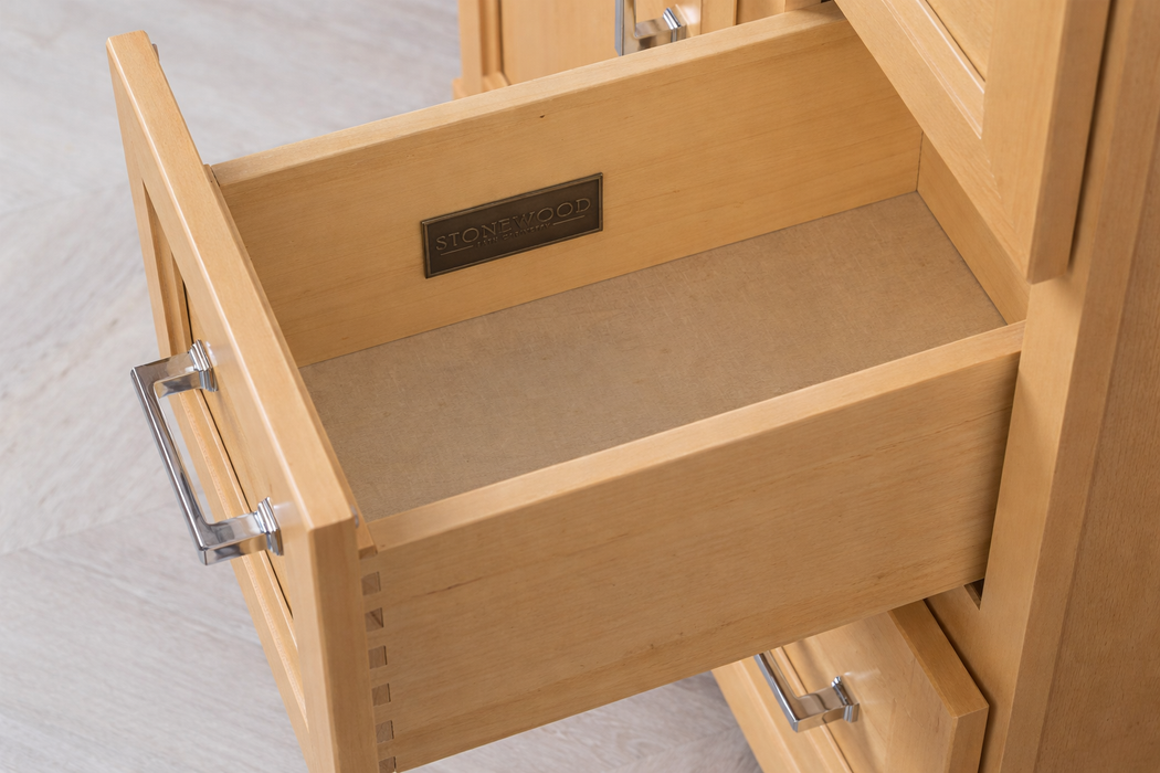 StoneWood - 30" Right Side Drawers Solid Wood Canadian Made Bathroom Vanity With Quartz Countertop