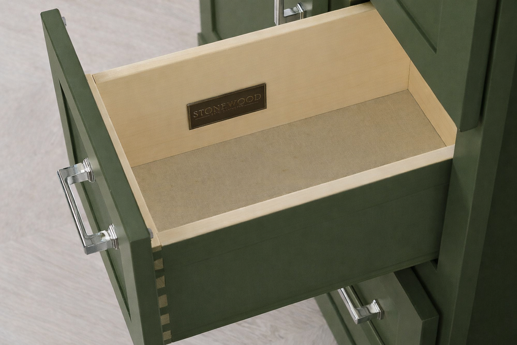 StoneWood - 30" ALPINE, Left Side Drawers Solid Wood Canadian Made Bathroom Vanity With Quartz Countertop