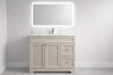 CLASSIC- 36" Solid wood Bathroom Vanity (6 COLORS AVAILABLE) With Quartz Countertop /  Right Side Drawers - Construction Commodities Supply Inc.