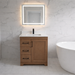 CANADIAN MAPLE - 30"  Left Side Drawers, Tuscan Calo Stain Floor Standing Bathroom Vanity With Quartz Countertop - Construction Commodities Supply Inc.