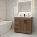 CANADIAN MAPLE - 42" Left side drawers, Tuscan Calo Stain Bathroom Vanity With Quartz Countertop - Construction Commodities Supply Inc.