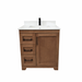 CANADIAN MAPLE - 30"  Left Side Drawers, Tuscan Calo Stain Floor Standing Bathroom Vanity With Quartz Countertop - Construction Commodities Supply Inc.