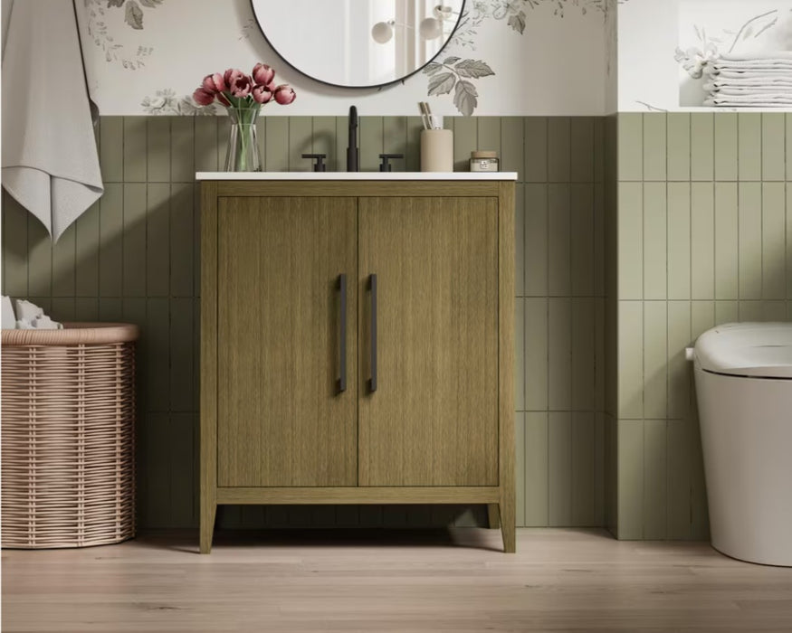 EMERSON - 30" Floor Standing Bathroom Vanity, Marble Countertop ( 3 colors available)