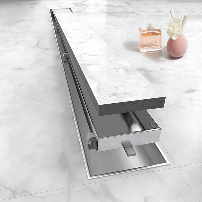 28" Dual Design, Reversible grate Linear drain (3 FINISH AVAILABLE)