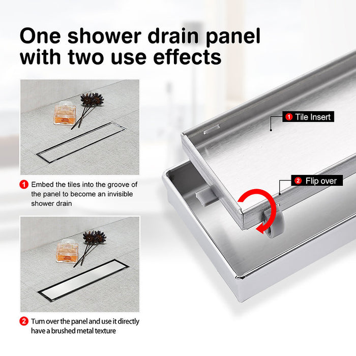 28" Dual Design, Reversible grate Linear drain (3 FINISH AVAILABLE)