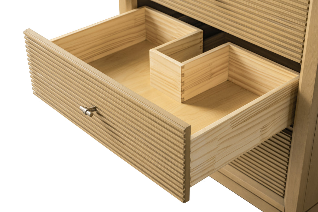 V-ART , 30" x 22" Natural Oak Freestanding Bathroom Vanity with Marble Top