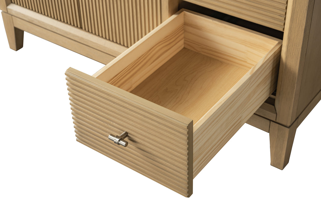 V-ART , 42" x 22" Natural Oak Freestanding Bathroom Vanity with Marble Top