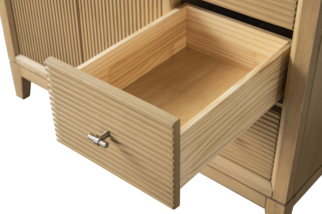 V-ART , 42" x 22" Natural Oak Freestanding Bathroom Vanity with Marble Top