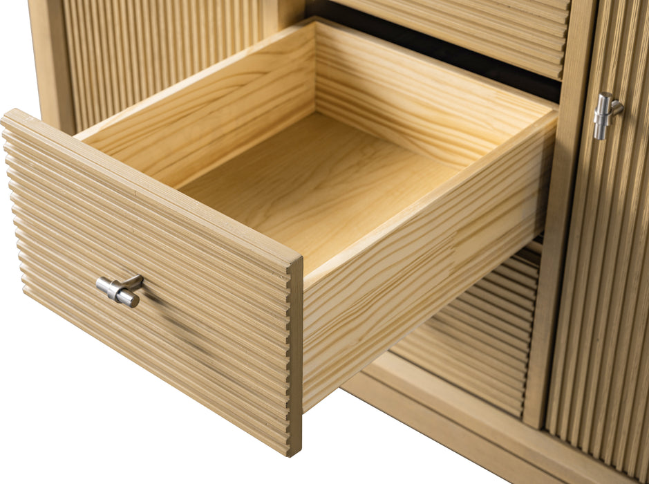 V-ART , 48" x 22" Natural Oak Freestanding Bathroom Vanity with Marble Top