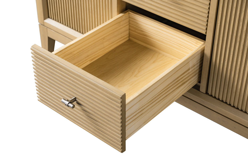 V-ART , 48" x 22" Natural Oak Freestanding Bathroom Vanity with Marble Top