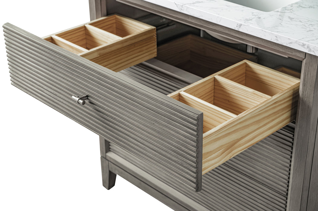 V-ART , 36" x 22" Drift Wood Grey Freestanding Bathroom Vanity with Marble Top