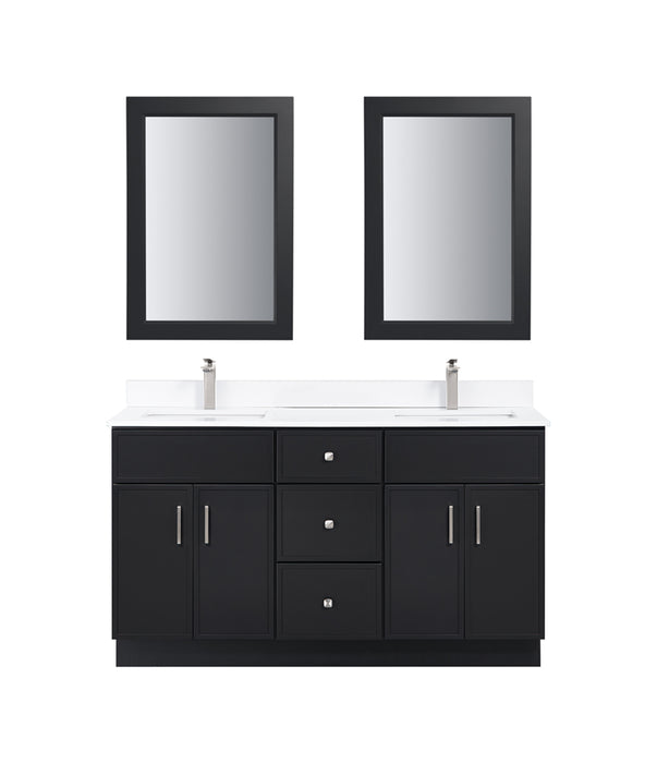 Nova- 60" Double Sink ,Slim Shaker (3 colors ) Bathroom Vanity With Quartz Countertop