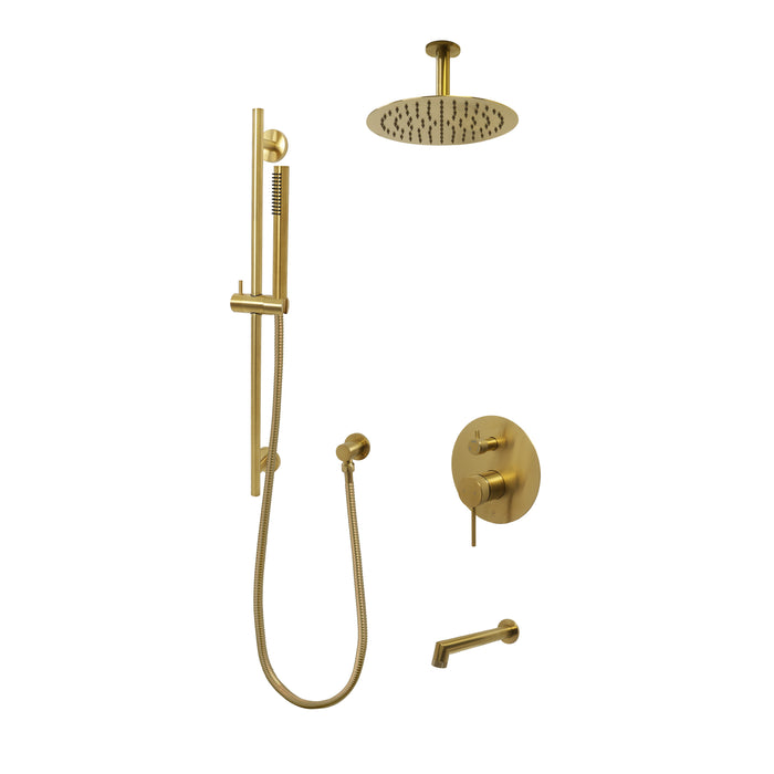 KODAEN-NoHo, Three Way Pressure Balance, Round , Brushed Gold shower set.