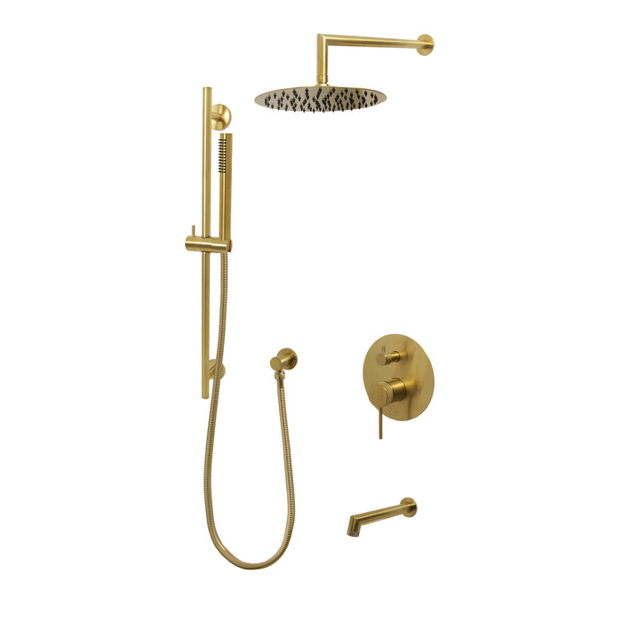 KODAEN-NoHo, Three Way Pressure Balance, Round , Brushed Gold shower set.