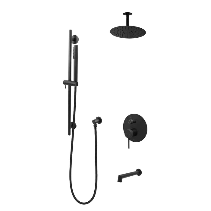 KODAEN-NoHo, Three Way Pressure Balance, Round , MATT BLACK shower set.