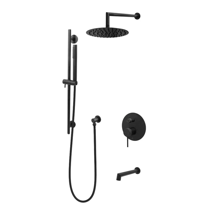 KODAEN-NoHo, Three Way Pressure Balance, Round , MATT BLACK shower set.