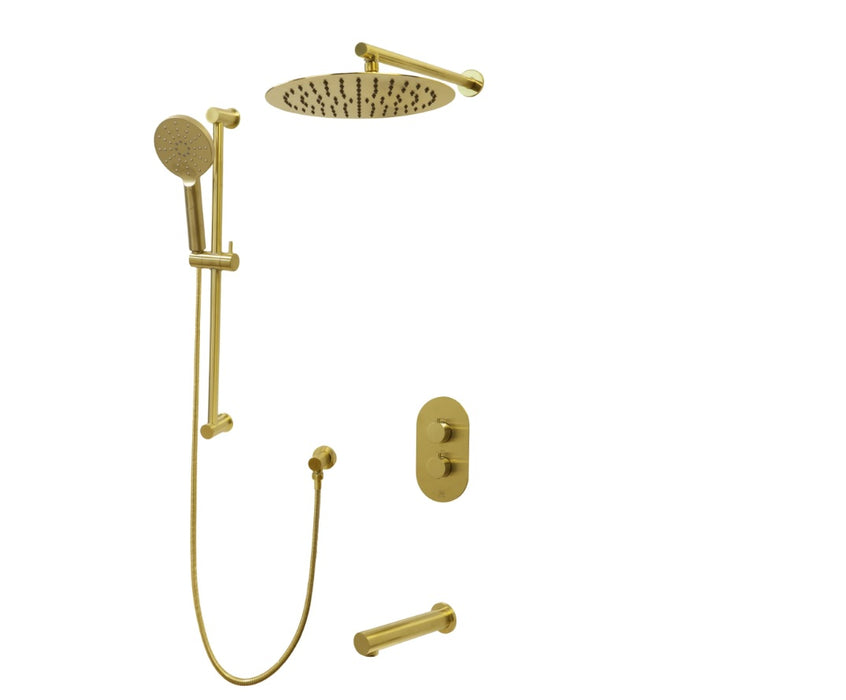 KODAEN-F57104,Three Way Thermostatic Balance, Round , Brushed Gold shower set.