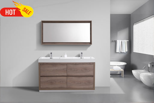 FMB60" BUTTERNUT, Double Sink, Floor Standing Modern Bathroom Vanity - Construction Commodities Supply Inc.