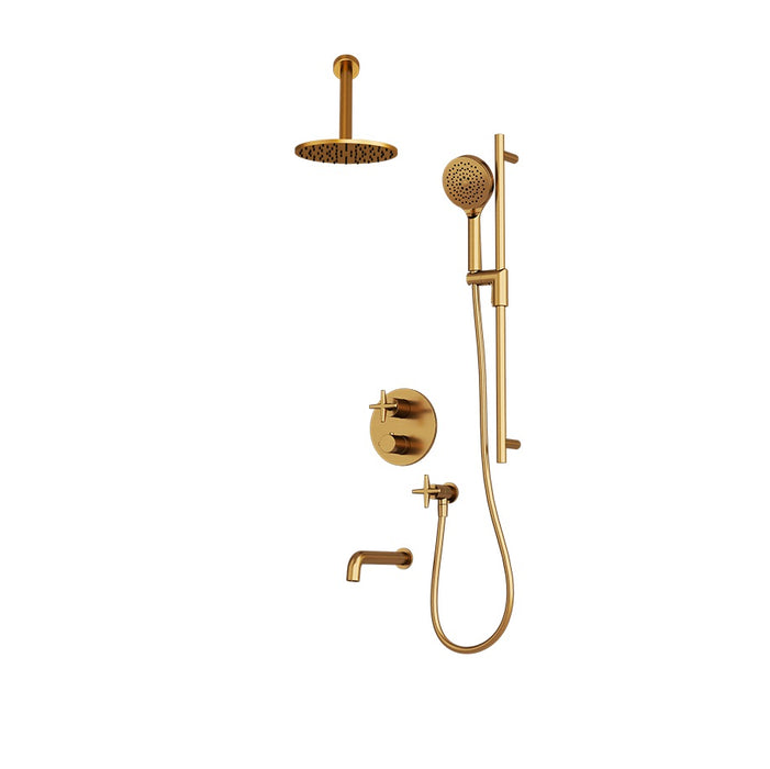 Rubi- Lexa 3 Way, 1/2'' thermostatic shower kit ( Ceiling arm - Available in 3 finishes)