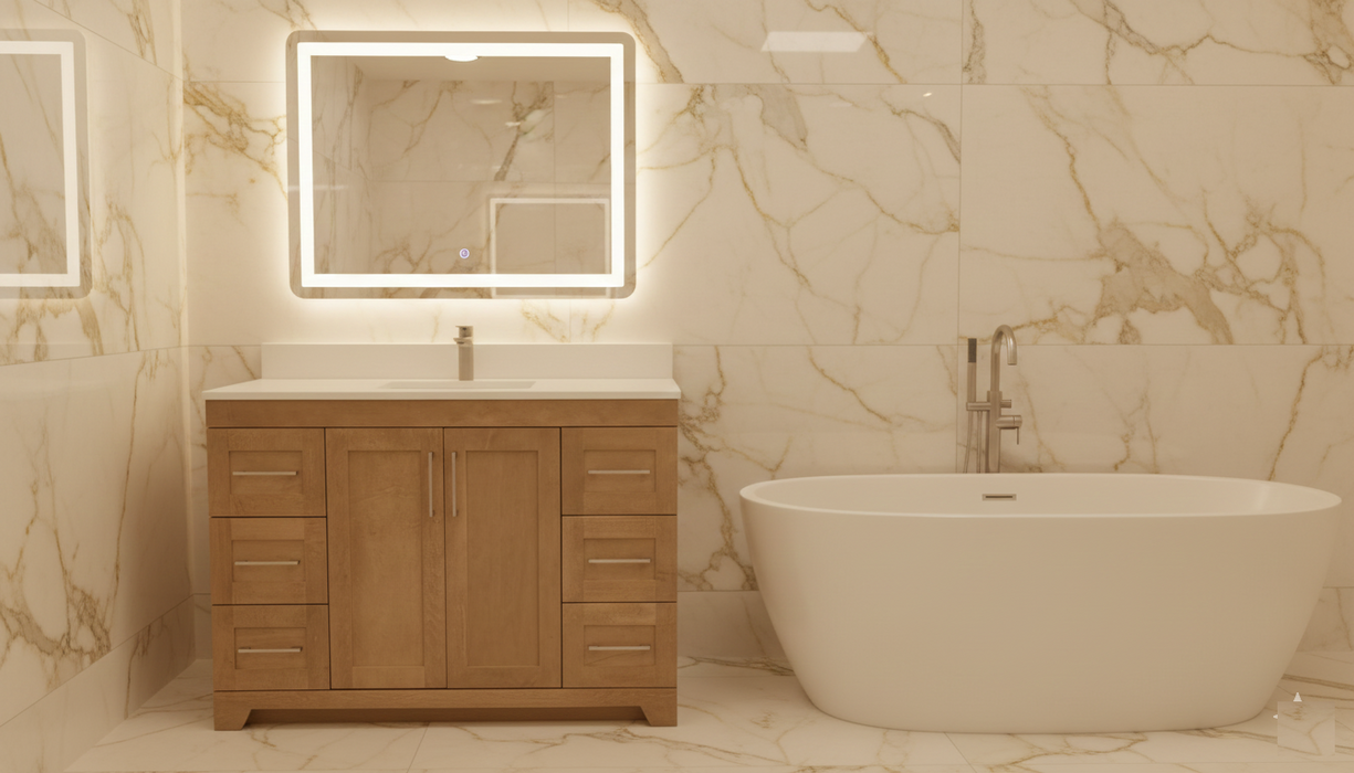 CANADIAN MAPLE 42" - Tuscon Calo Bathroom Vanity With Quartz Countertop.