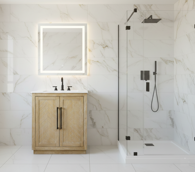 ASHTON- 24" Floor Standing Bathroom Vanity, Marble Countertop ( 3 colors available)