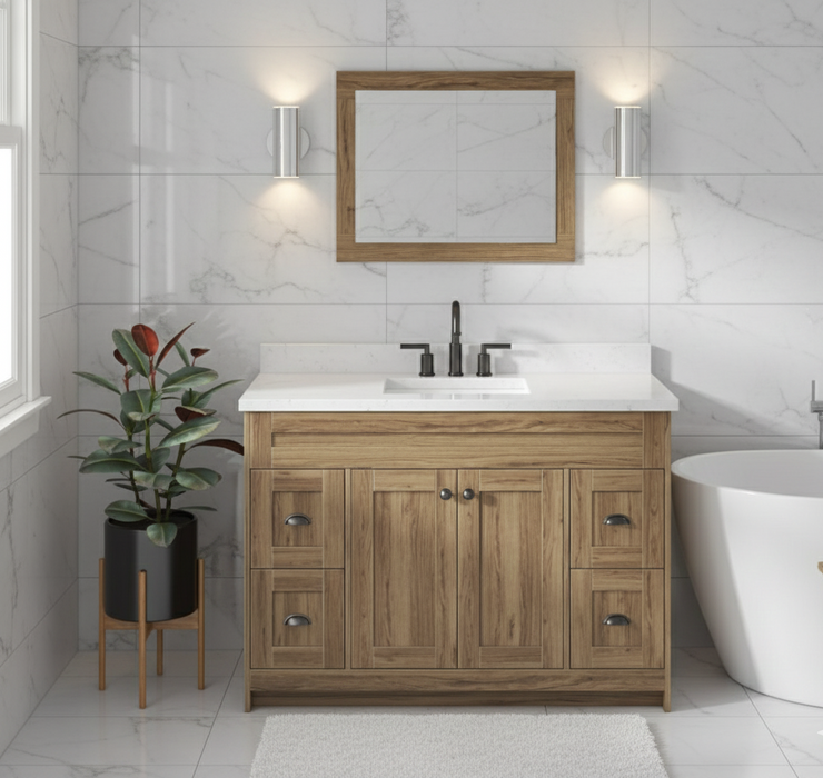 Daisy - 48" Vintage Oak Bathroom Vanity with Quartz top