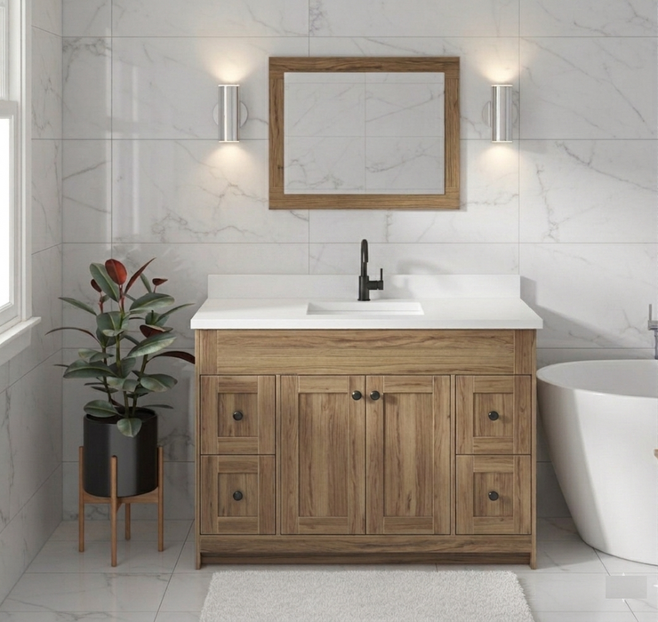 Daisy - 48" Vintage Oak Bathroom Vanity with Quartz top